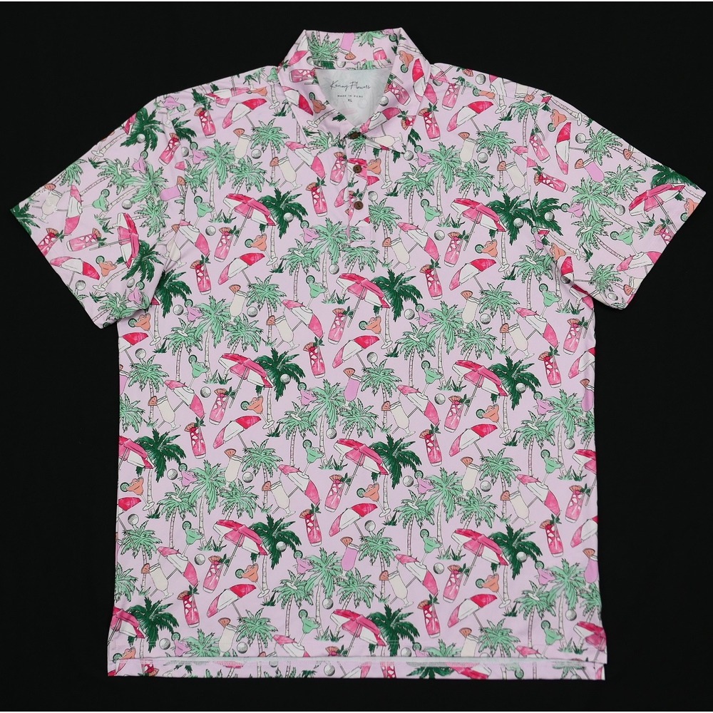 Kenny Flowers Mens XL Tropics Cocktails Performance Polo Master of Leisure Golf - Picture 2 of 8
